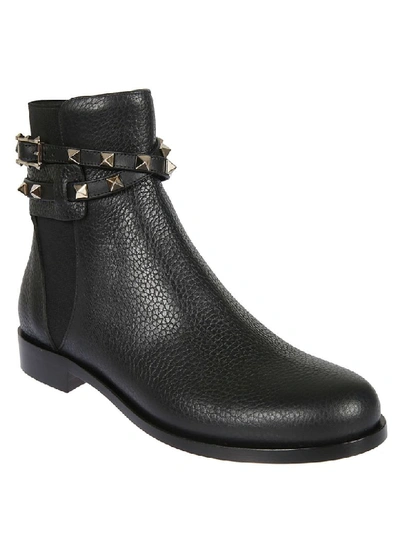 Shop Valentino Studded Ankle Boots In Black