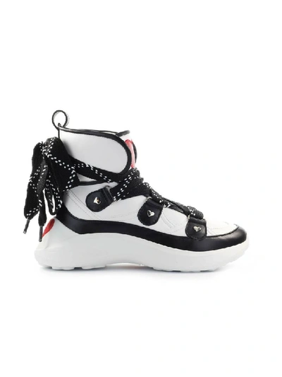 Shop Love Moschino Black White High Running Sneaker In Bianco / Nero (white)