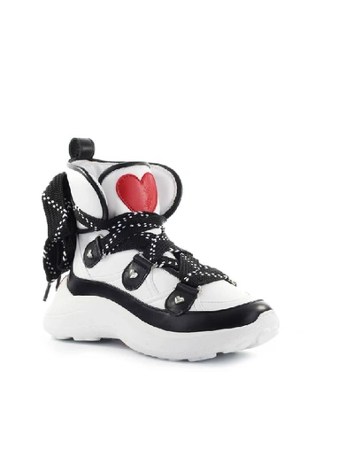 Shop Love Moschino Black White High Running Sneaker In Bianco / Nero (white)