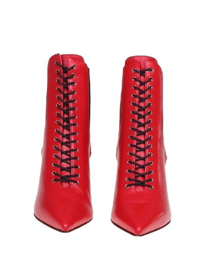 Shop Sergio Rossi Red Leather Ankle Boot In Carmine
