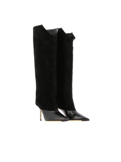 Shop Jimmy Choo High Boots In Leather And Suede In Black