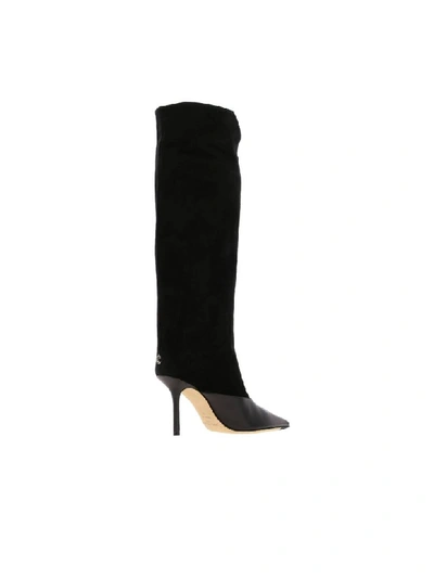 Shop Jimmy Choo High Boots In Leather And Suede In Black