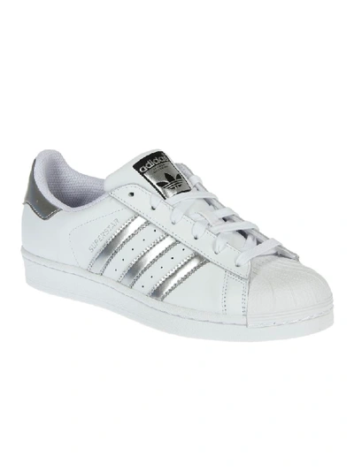Shop Adidas Originals White Superstar Sneakers With Silver Stripes