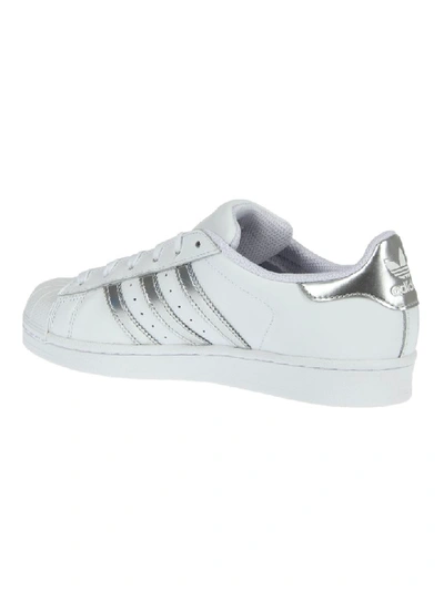 Shop Adidas Originals White Superstar Sneakers With Silver Stripes