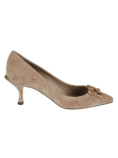 Shop Dolce & Gabbana Embellished Pumps In Beaver