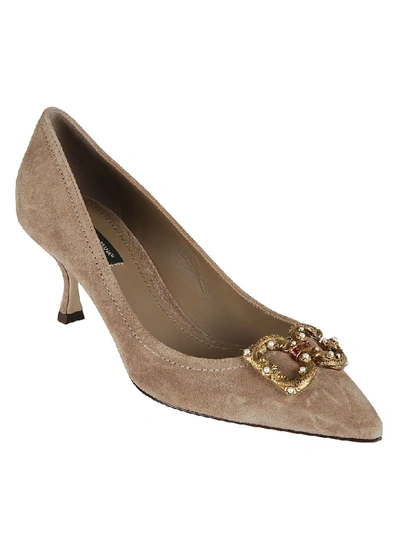 Shop Dolce & Gabbana Embellished Pumps In Beaver