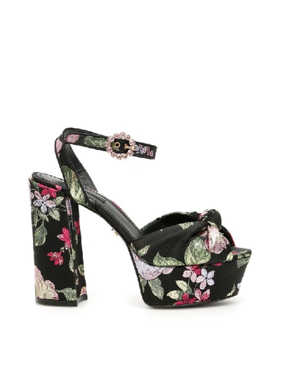 Shop Dolce & Gabbana Floral Jacquard Keira Sandals In Multi Nero (black)