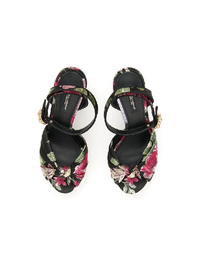 Shop Dolce & Gabbana Floral Jacquard Keira Sandals In Multi Nero (black)