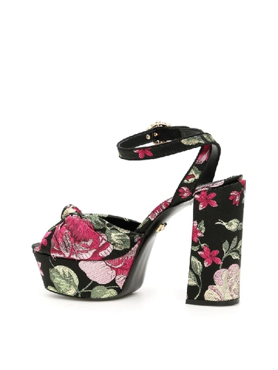 Shop Dolce & Gabbana Floral Jacquard Keira Sandals In Multi Nero (black)