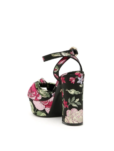 Shop Dolce & Gabbana Floral Jacquard Keira Sandals In Multi Nero (black)