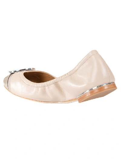 Shop Tory Burch Minnie Cap-toe Ballerinas In Light Taupe/gray