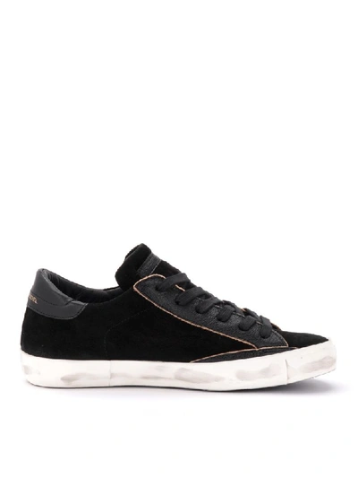 Shop Philippe Model Paris X Sneaker In Black Suede With Heat-sealed Swarovski Stones In Nero