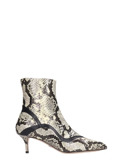 Shop Paula Cademartori High Heels Ankle Boots In Grey Leather