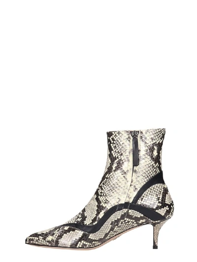 Shop Paula Cademartori High Heels Ankle Boots In Grey Leather