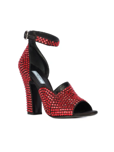 Shop Prada Sandals Cristal Heel 105 In Y Rubino