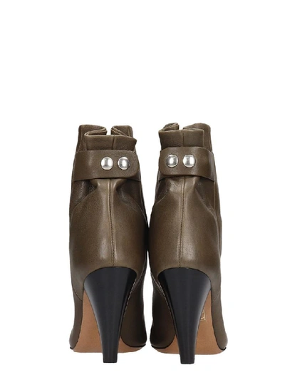 Shop Isabel Marant Lystal High Heels Ankle Boots In Khaki Leather