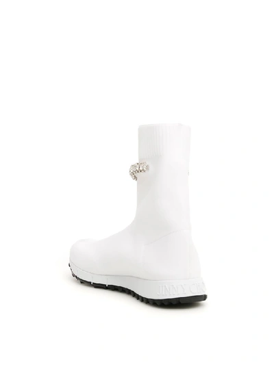 Shop Jimmy Choo Regena Sneakers In White Crystal (white)