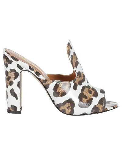 Shop Paris Texas Leopard Print High Heel Mules In White