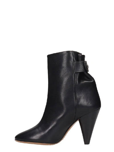 Shop Isabel Marant Lystal High Heels Ankle Boots In Black Leather
