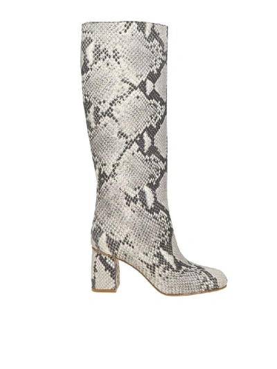 Shop Red Valentino Leather Boots With Pythoned Print In Rock