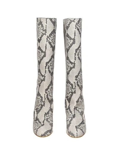 Shop Red Valentino Leather Boots With Pythoned Print In Rock