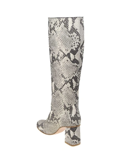 Shop Red Valentino Leather Boots With Pythoned Print In Rock