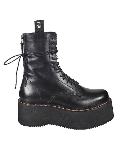 Shop R13 Double Stacked Lace-up Boots In Black