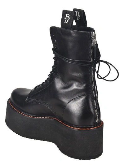 Shop R13 Double Stacked Lace-up Boots In Black