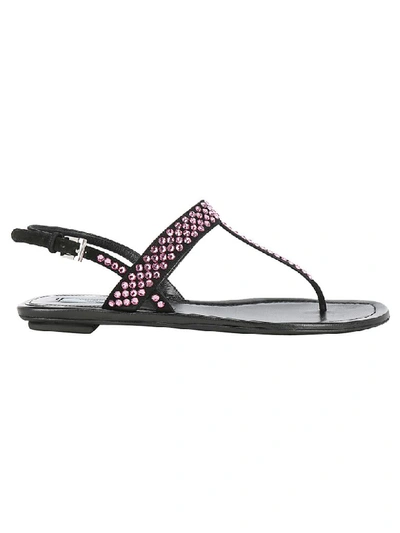 Shop Prada Thong Sandal In Black