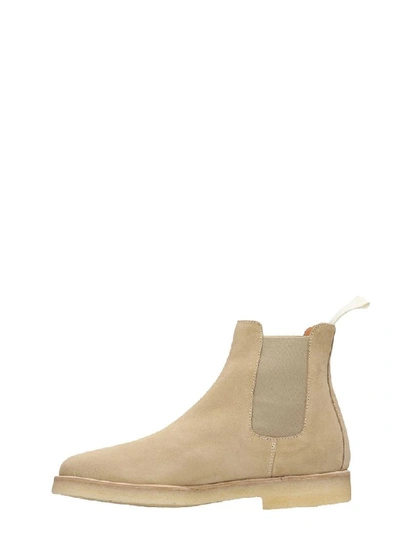 Shop Common Projects Chelsea Boot High Heels Ankle Boots In Beige Suede