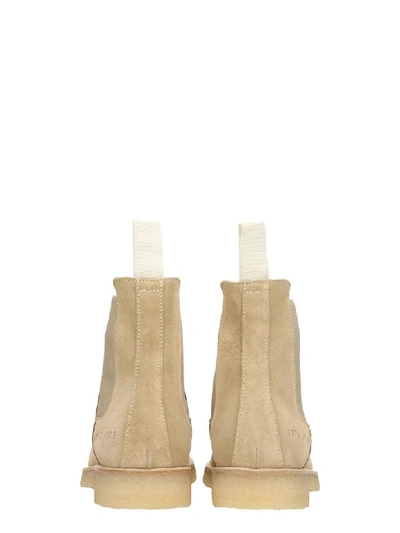 Shop Common Projects Chelsea Boot High Heels Ankle Boots In Beige Suede