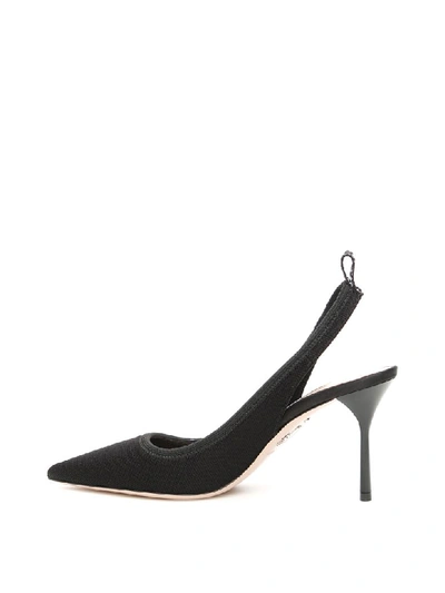 Shop Miu Miu Stretch Knit Slingbacks In Nero (black)