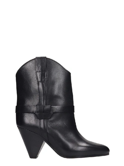 Shop Isabel Marant Deane High Heels Ankle Boots In Black Leather