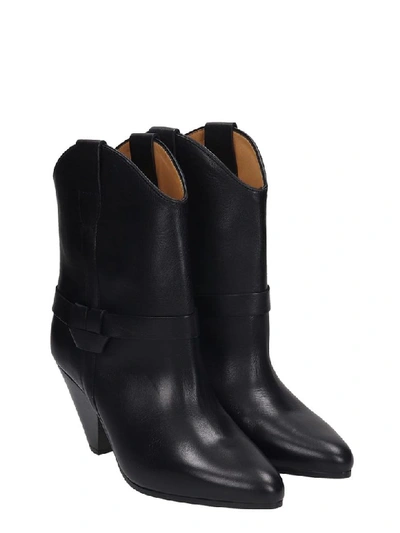 Shop Isabel Marant Deane High Heels Ankle Boots In Black Leather