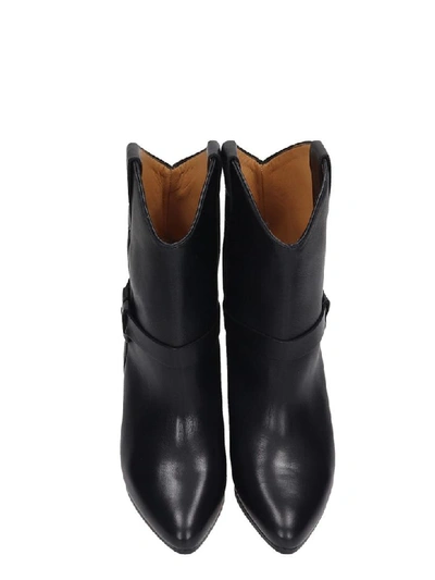 Shop Isabel Marant Deane High Heels Ankle Boots In Black Leather