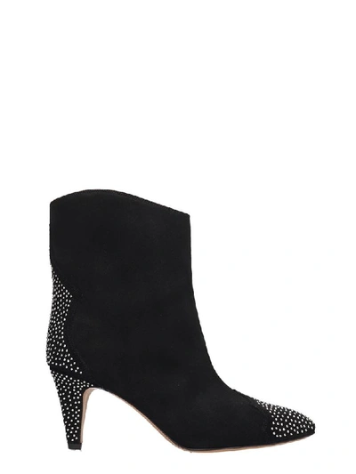 Shop Isabel Marant Dythan High Heels Ankle Boots In Black Suede