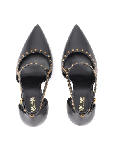 Shop Michael Kors Decolleté By  Ava In Black Leather With Studs In Nero