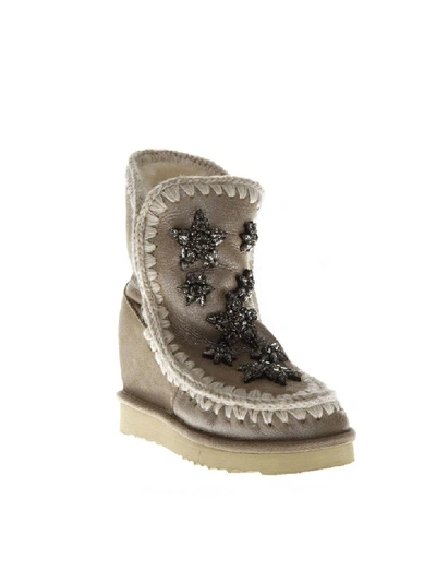 Shop Mou Stars Stone Suede Boots In Stone Metallic