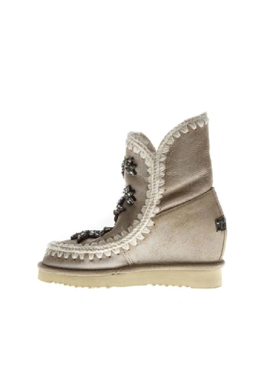 Shop Mou Stars Stone Suede Boots In Stone Metallic
