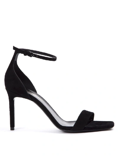 Shop Saint Laurent Black Suede Amber Sandals