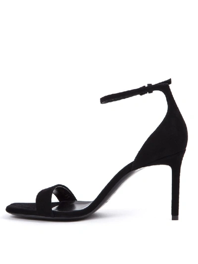 Shop Saint Laurent Black Suede Amber Sandals