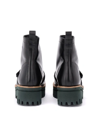 Shop Paloma Barceló Anfibio Paloma Barcelò Boot In Black Leather With Green Sole In Nero