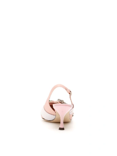 Shop Dolce & Gabbana Printed Slingbacks In Gigli Fdo Rosa (pink)