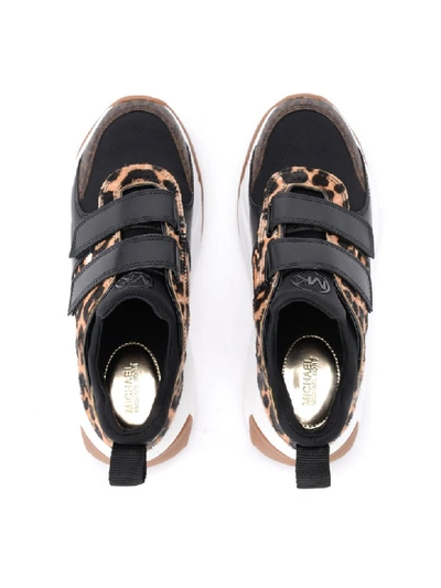 Shop Michael Kors Spotted  Keeley Sneaker In Brown Leather In Beige