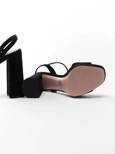 Shop Prada Sandal Suede In Nero