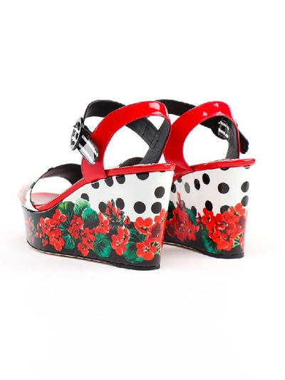 Shop Dolce & Gabbana Printed Wedge In Gerani/pois F.bianco