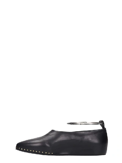 Shop Jil Sander Ballet Flats In Black Leather