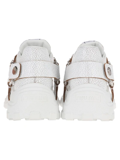 Shop Miu Miu Low Top Sneakers With Cristals Embellishment In White