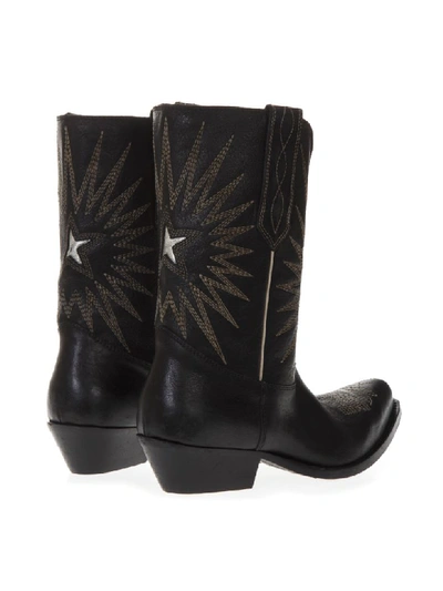 Shop Golden Goose Black Texan Leather Boots