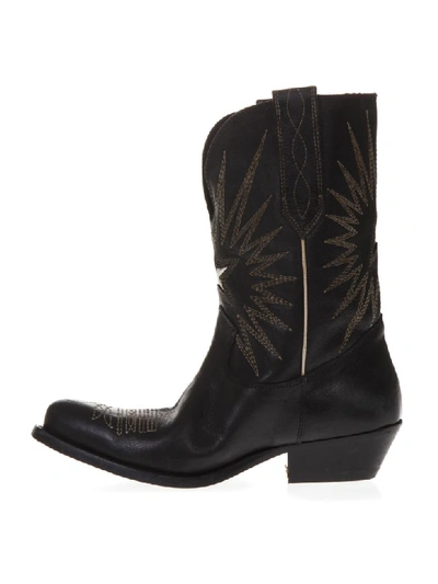 Shop Golden Goose Black Texan Leather Boots